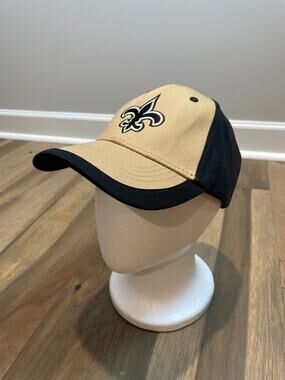NFL Saints Logo Baseball Cap One Size Black Gold Adjustable Strap